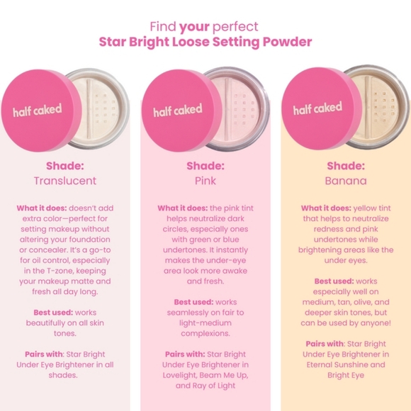 Half Caked Loose Setting Powder Translucent Natural Matte Finish Fair To Medium - Picture 4 of 5